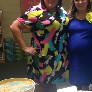 EUC drop waist brushstroke dress